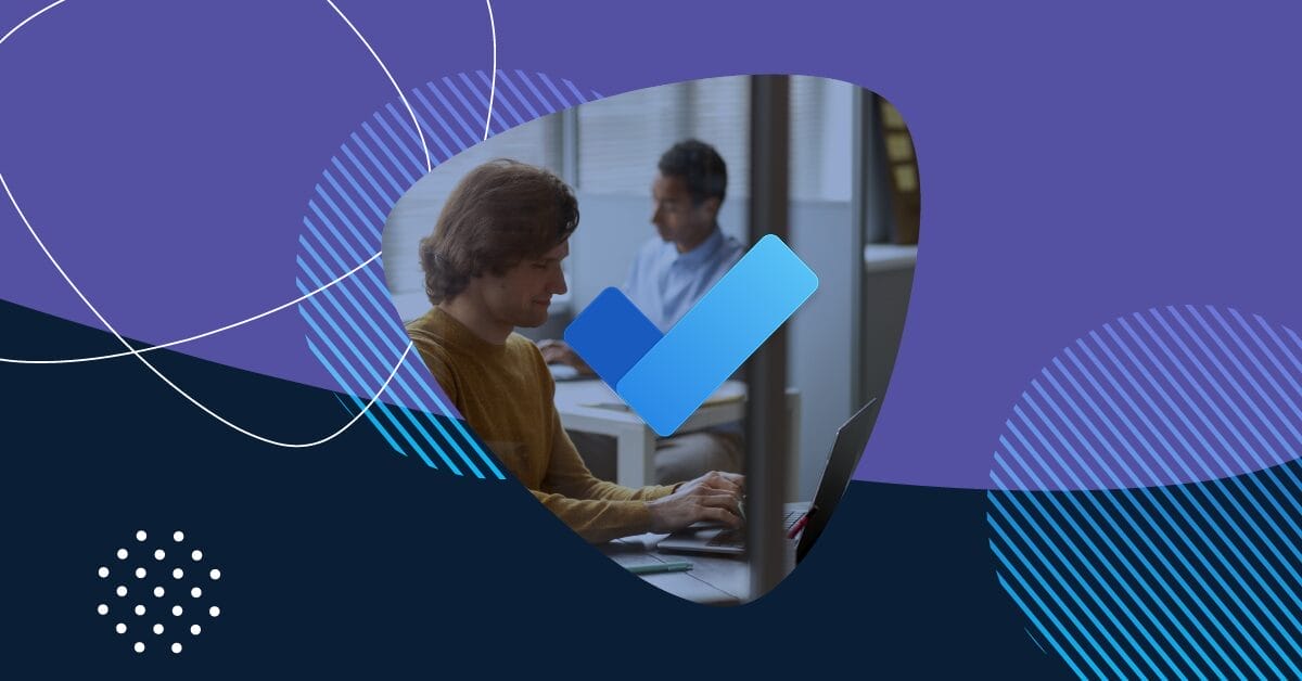 A professional working on a laptop with the Microsoft To Do logo in the foreground, representing digital productivity.