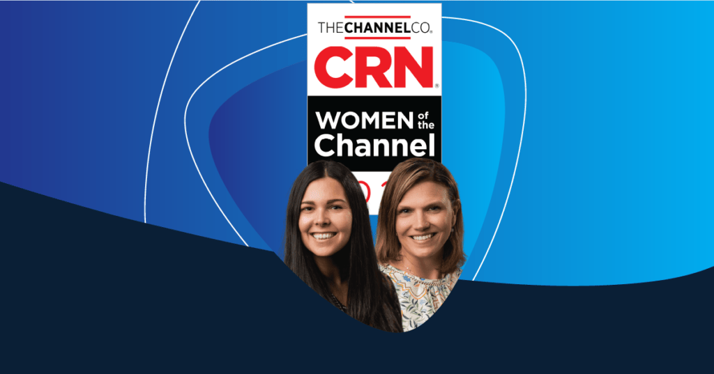 Cortnie Talbot and Brittany DiCicco featured alongside the CRN Women of the Channel 2024 logo on a blue background.